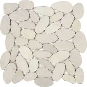 White Xl Sliced Matte Pebble Interlocking Mosaic
