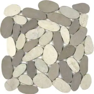 White/Beige Xl Sliced Matte Pebble Interlocking