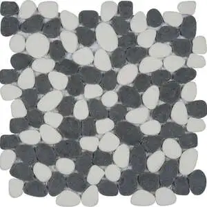 White&Black Reconstituted Pebble Interlocking Mosaic