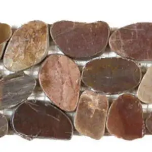 Brown Sliced Polished Pebble Interlocking Border
