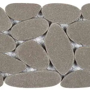Light Grey Sliced Reconstituted Pebble Mosaic Interlocking Borde