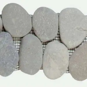 Mix Grey/Beige Rectified Matte Pebble Interlocking Border