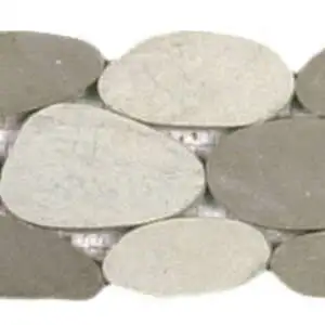 Mix White/Beige Xl Sliced Matte Pebble Interlocking Border