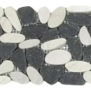 Mix White/Black Sliced Matte Pebble Interlocking Border