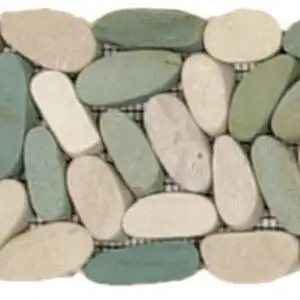 Mix White/Green Sliced Matte Pebble Interlocking Border