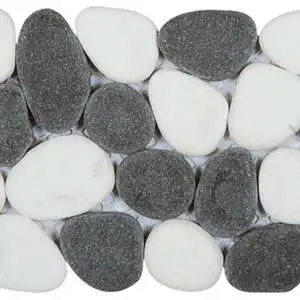 White & Black Reconstituted Pebble Interlocking Mosaic