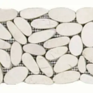 White Sliced Matte Pebble Interlocking Border