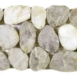 White Sliced Polished Pebble Interlocking Border