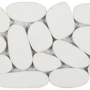 White Sliced Reconstituted Pebble Mosaic Interlocking Border