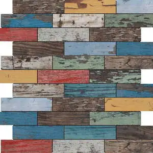 Multicolor Wood 1.1″x4″ Glazed Ceramic Mosaic