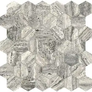 Travertino Titanium Hexagon Mosaic