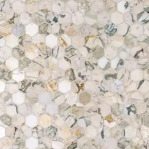 2" Hexagon Mosaic Calacatta Verde