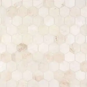 2" Hexagon Mosaic Vanilla