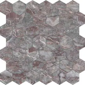 Sereno Burgundy 2 Hexagon Mosaic