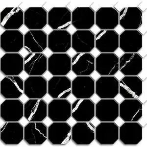 Treasure Midnight Nero Polished Octagon/Dot Mosaic