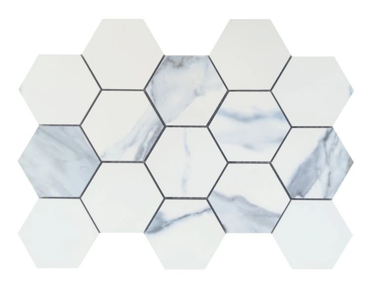 Calacatta Blue Matte Hexagon Mosaic 3 x 3