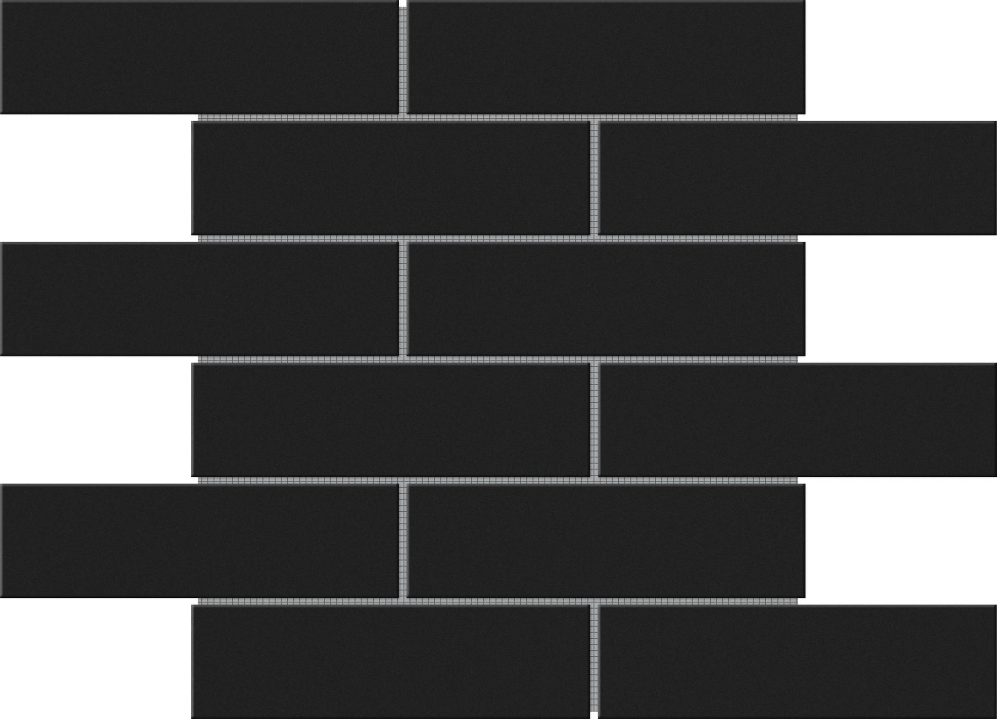 Black Brick Pattern Glossy Glazed Ceramic 2″x6″
