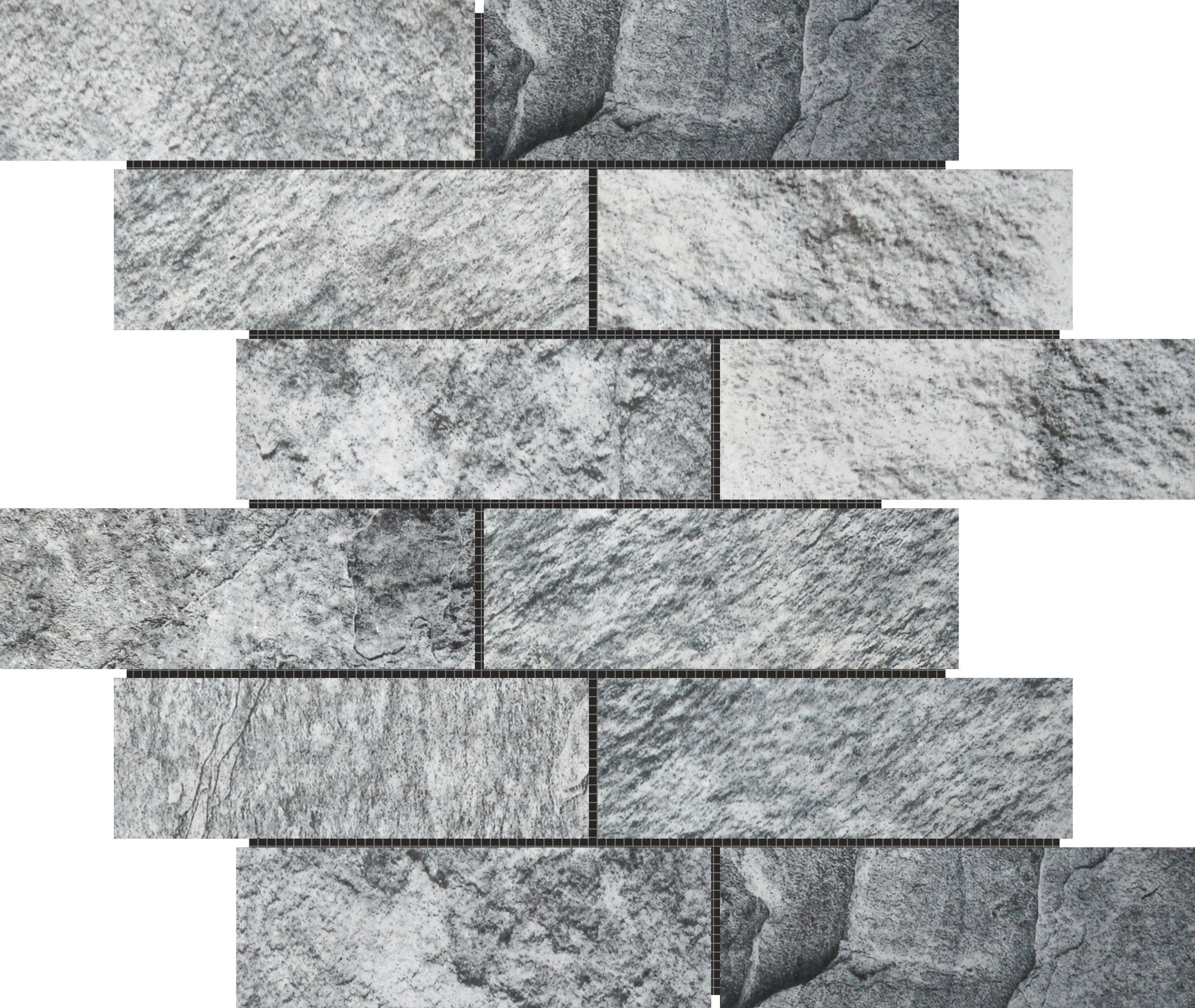 Slate Stone Grey Glazed Ceramic 2″x6″ Brick Mosaic