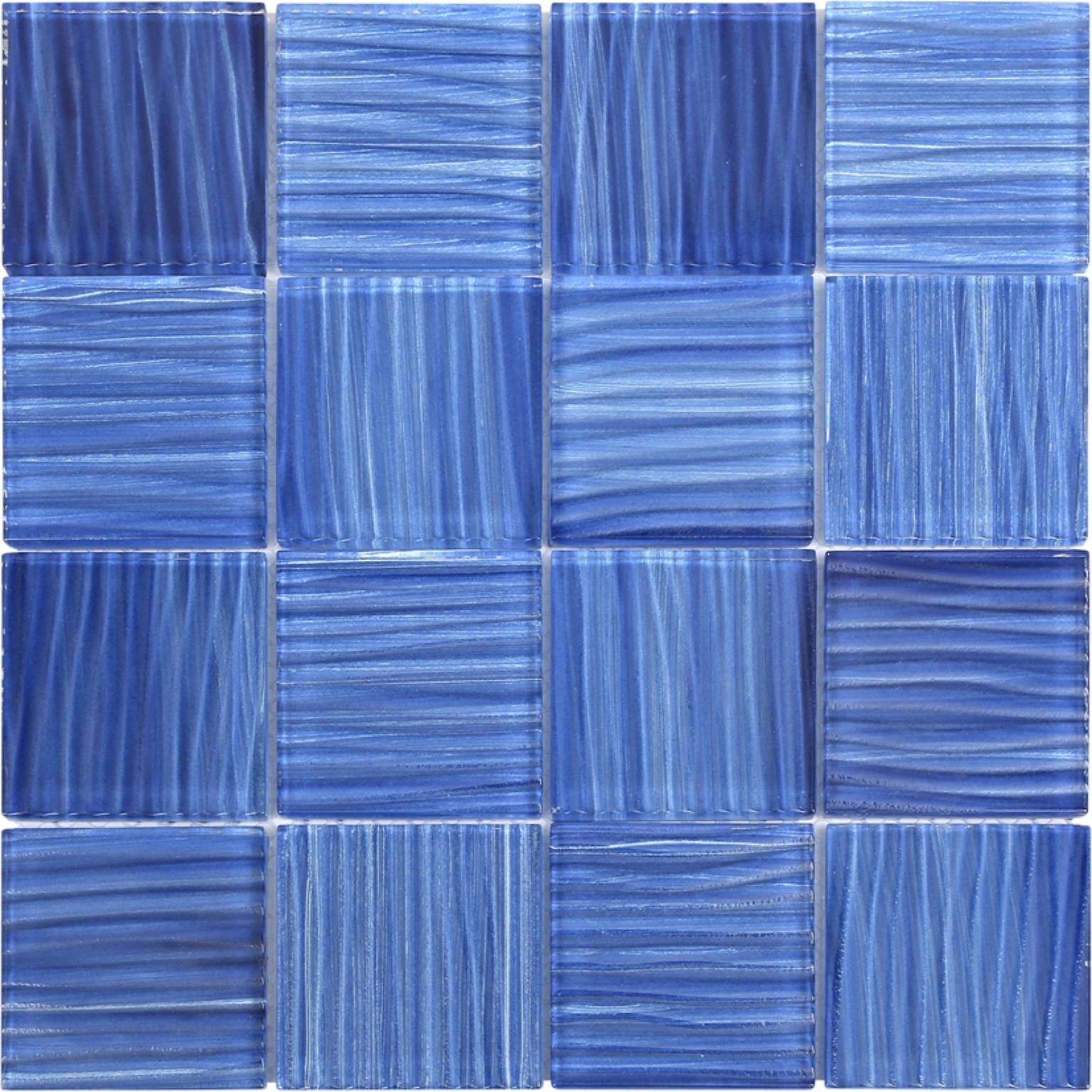 3″X3″ Glass Pool Striped Cobalt Blue Mosaic