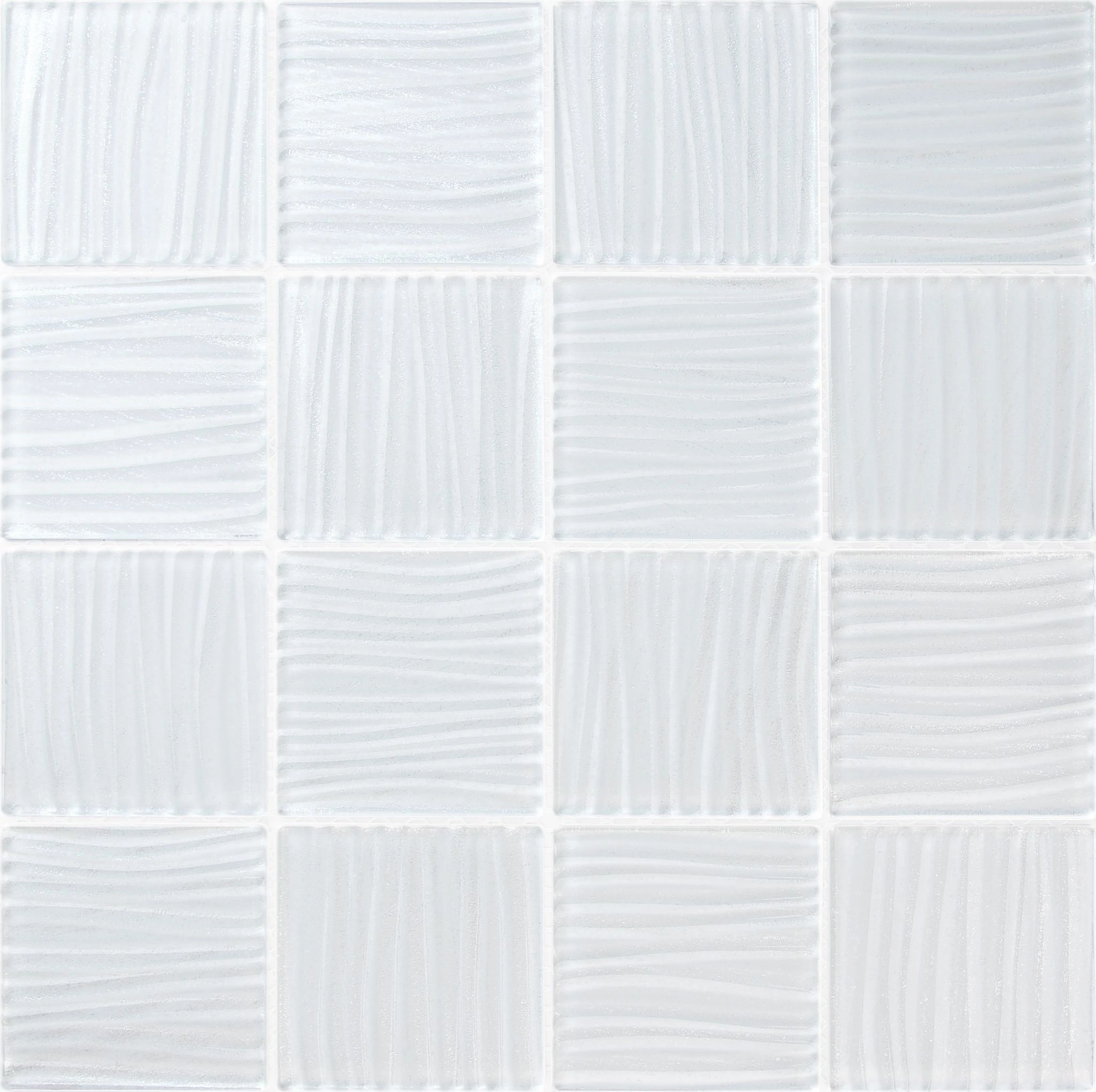 3″x3″ White Glass Mosaic