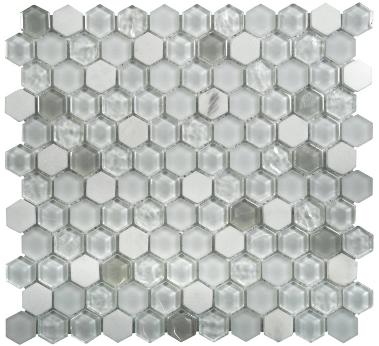 Hexagon White Glass Mosaic