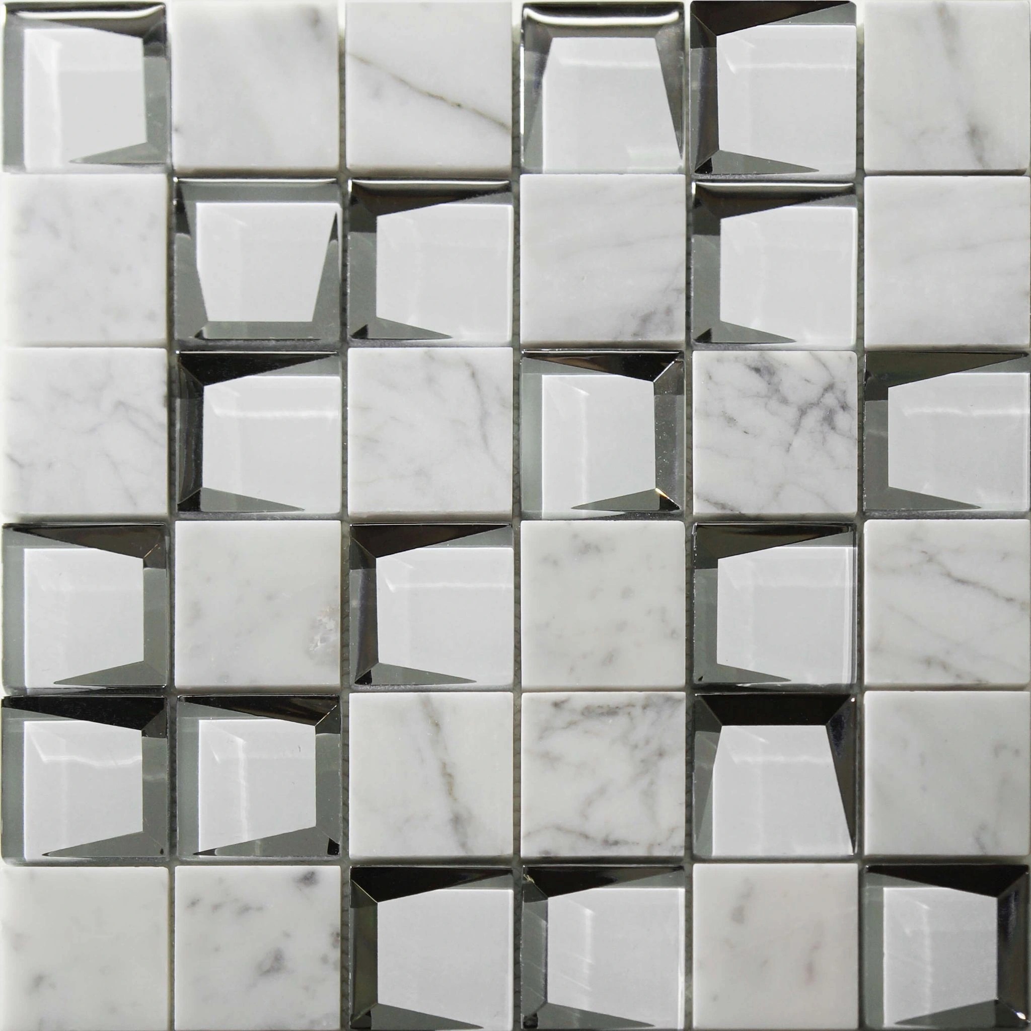 Marble & Glass 2″x2″ White Mix Mosaic