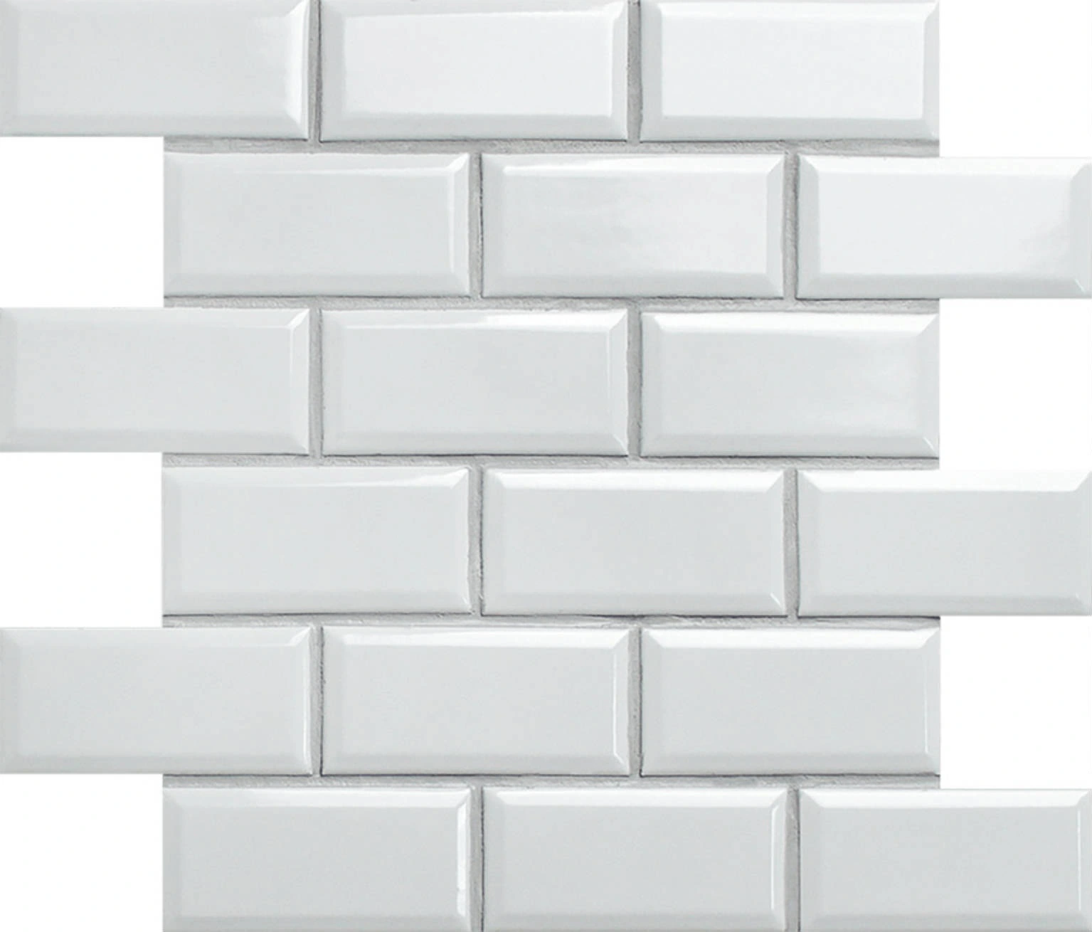 Mini Subway White Glazed Porcelain Interlocking Mosaic 2″X4″