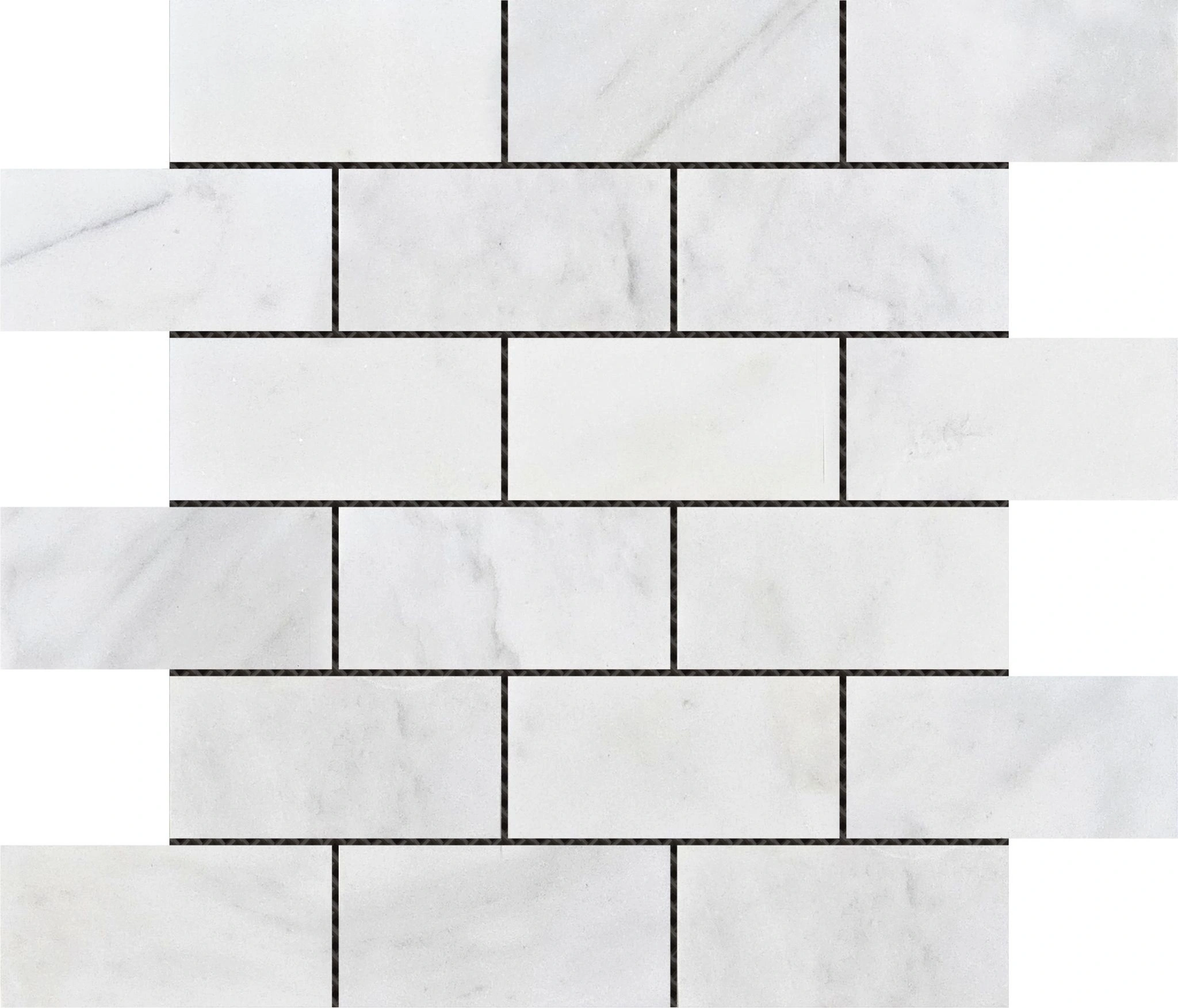 2″x4″ Brick Pattern White Grey Marble