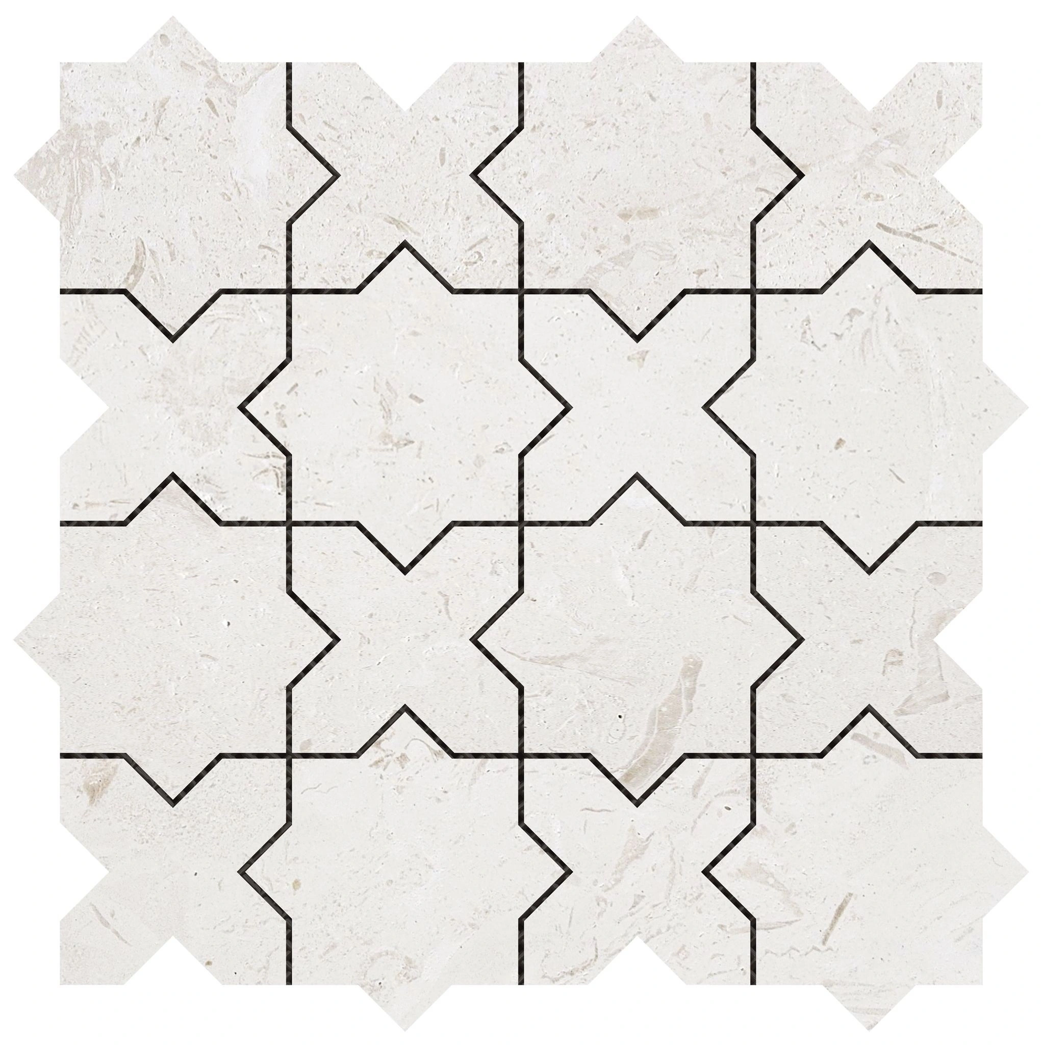 3″x3″ Cross & Star Beige Marble