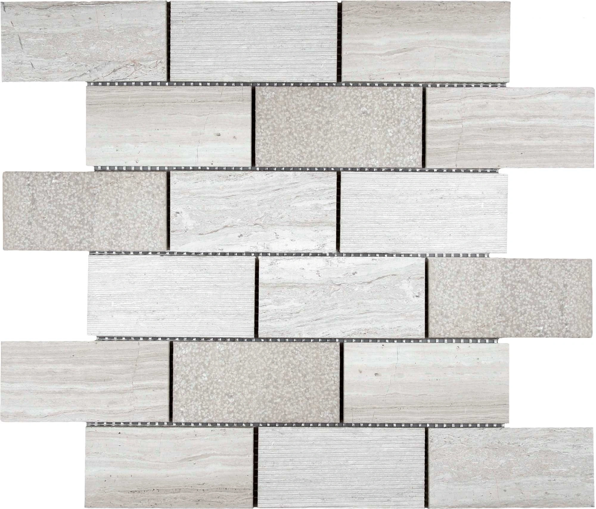 5x10cm Multi Finish Mosaic Limestone