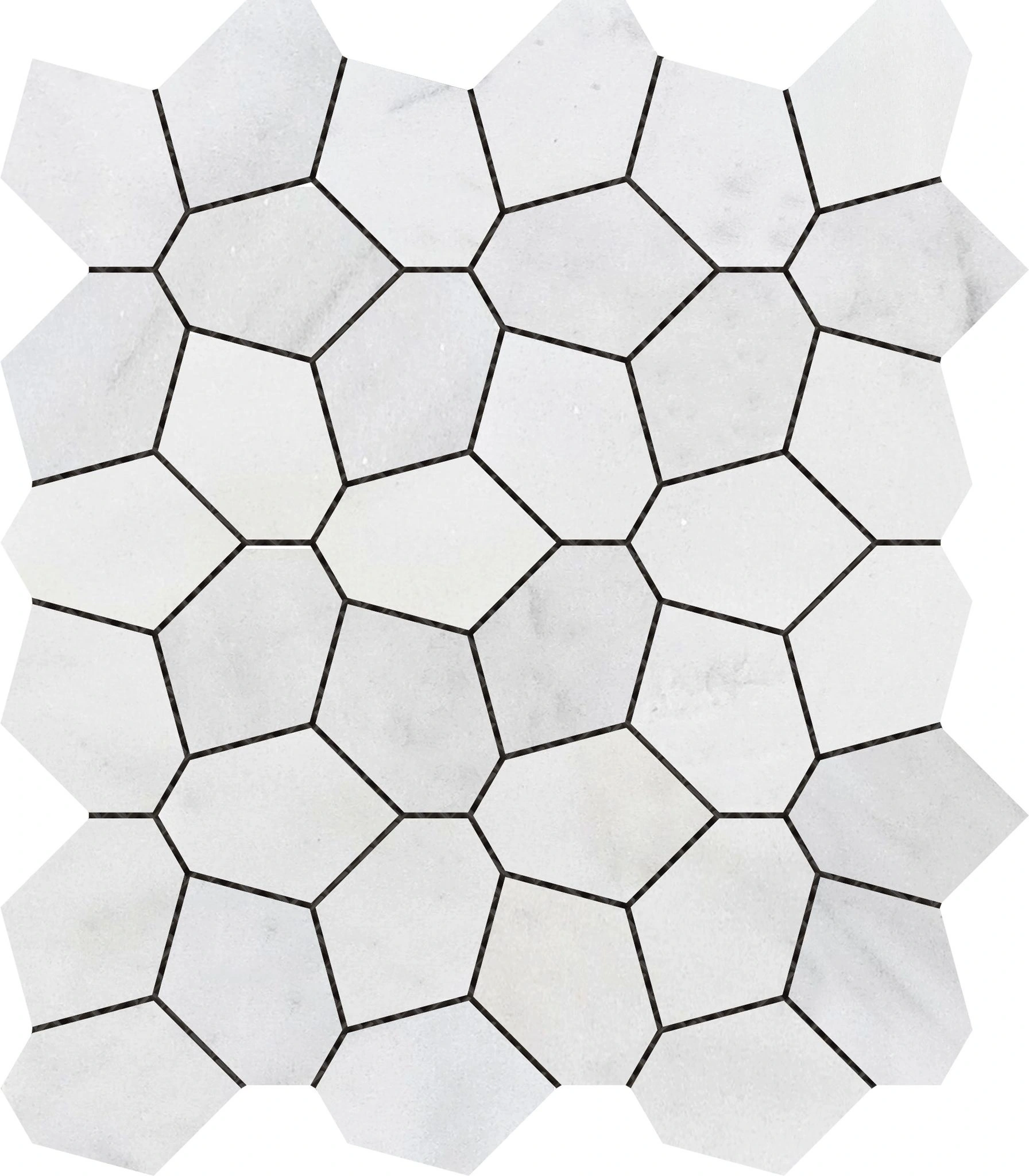 Irregular Hexagon White Grey Marble