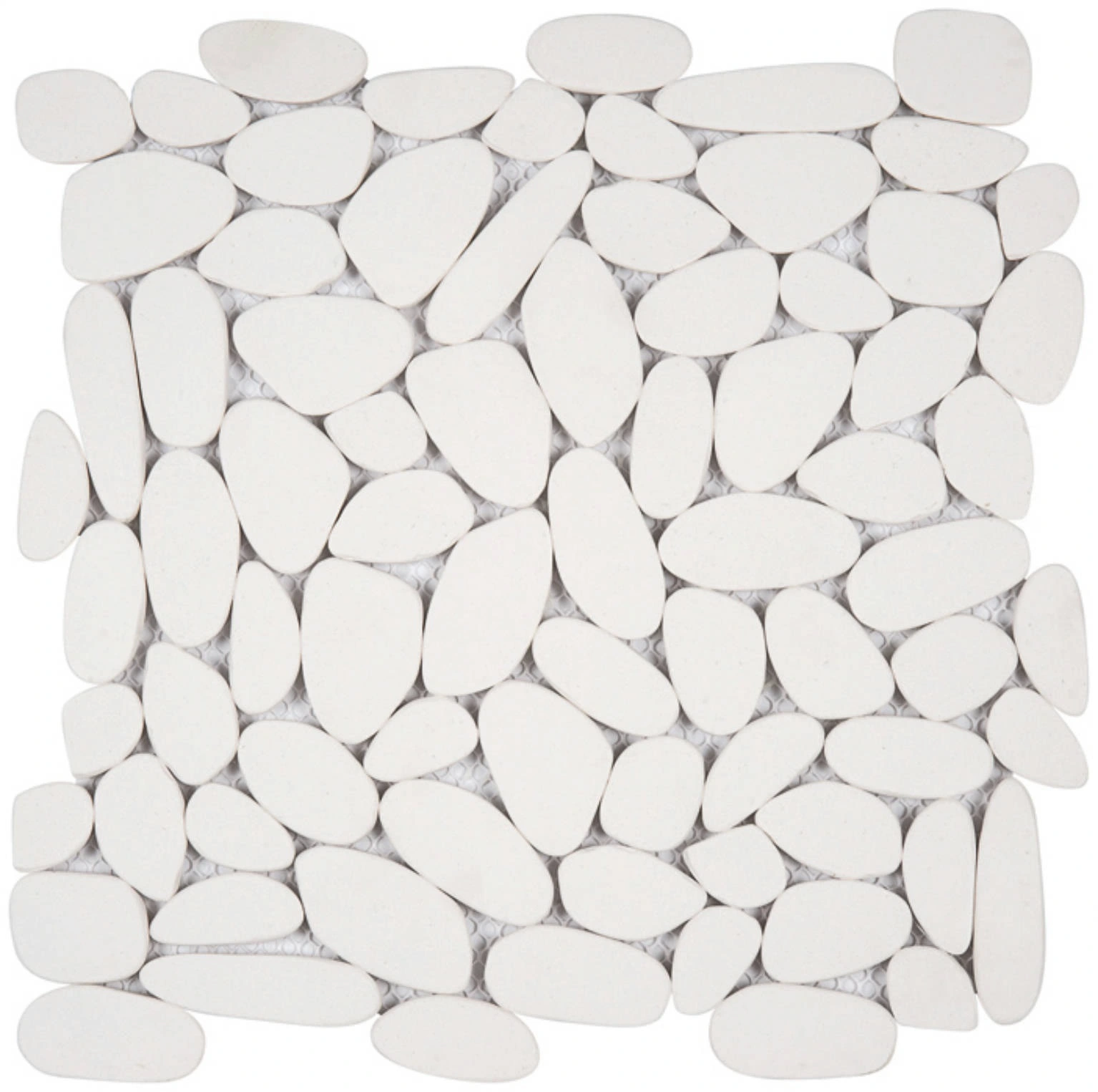 White Sliced Reconstituted Pebble Interlocking Mosaic