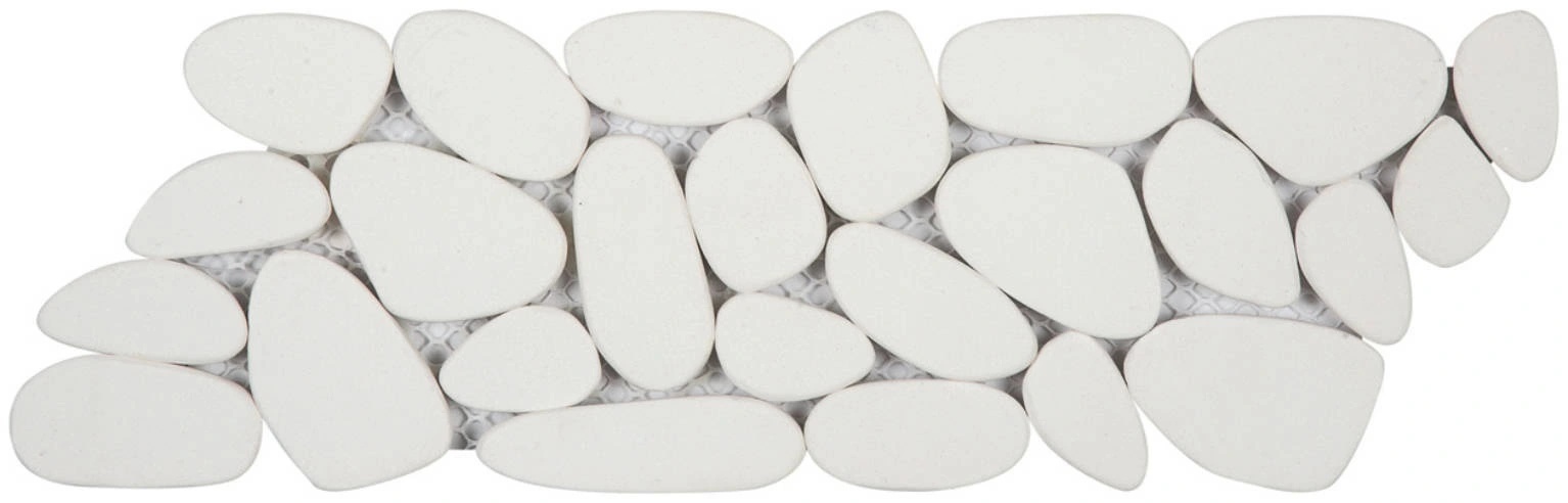 White Sliced Reconstituted Pebble Mosaic Interlocking Border
