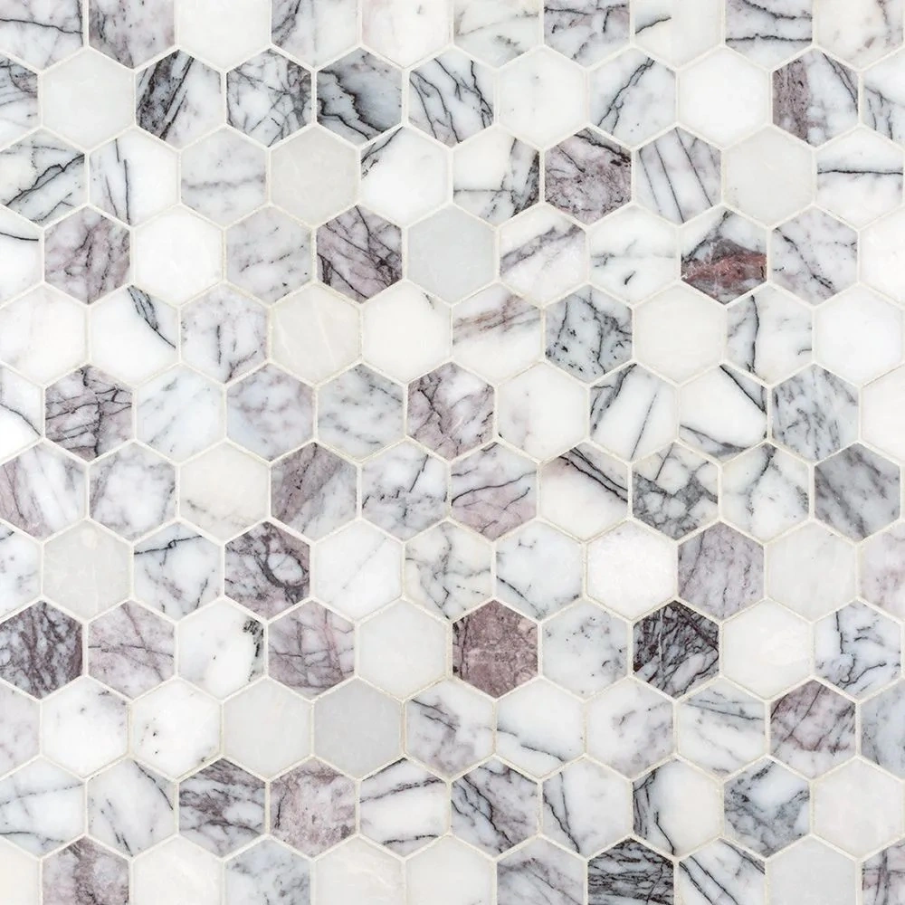2" Hexagon Mosaic Lilac