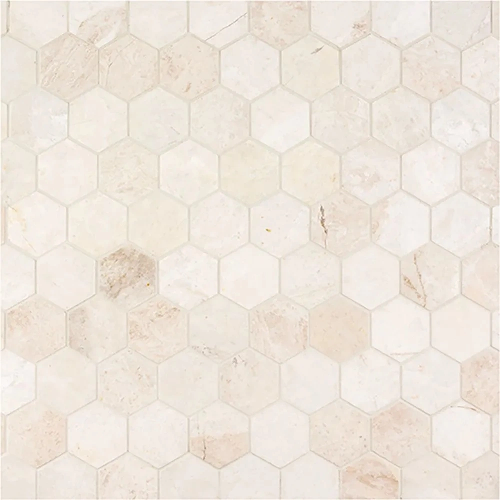 2" Hexagon Mosaic Vanilla