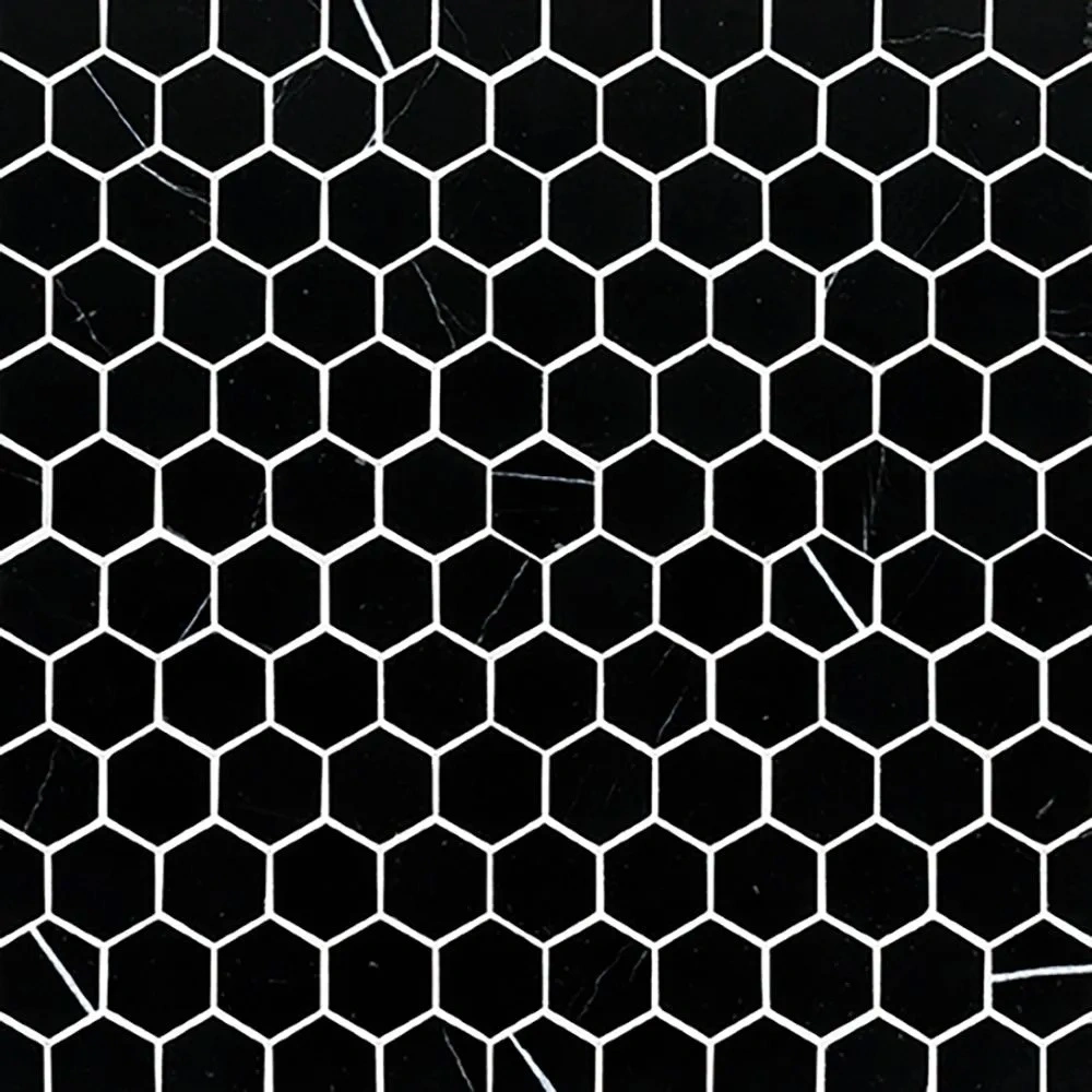 2" Hexagon Mosaic Nero Marquina