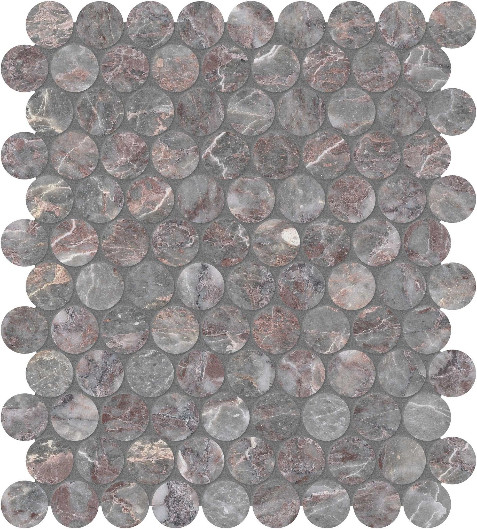 Sereno Burgundy 1.25 Penny Round Mosaic