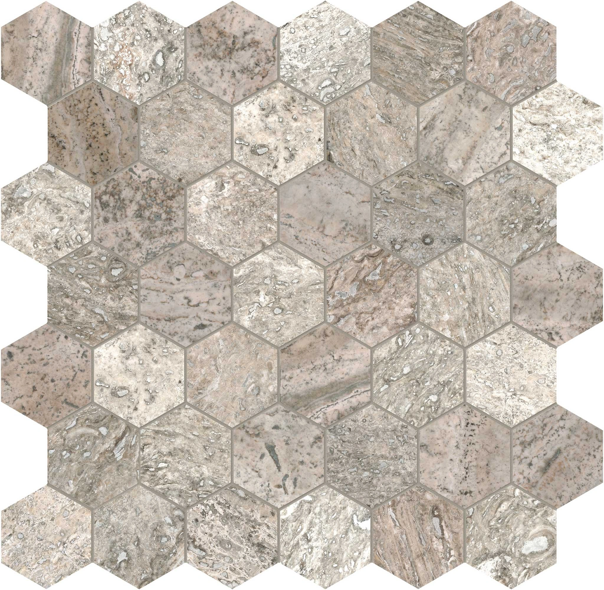 Silver Ash 2 Hexagon Mosaic