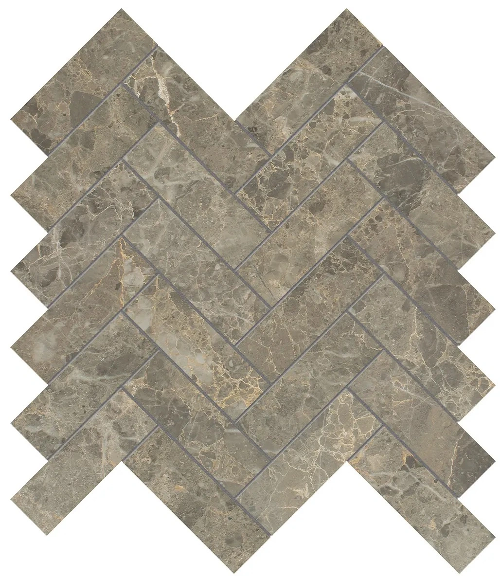 Velutto Ash Herringbone Mosaic