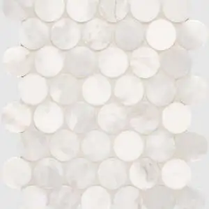 Calacatta Royale Honed Penny Round 2″ Mesh