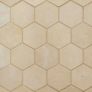 Caspian Bisque 3" Honed Marble Mesh Back Hexagon Mosaic Caspian Bisque 3" Honed Marble Mesh Back Hexagon Mosaic