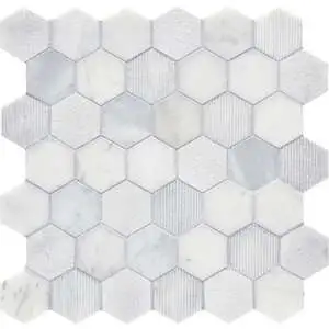 CS-Calacatta Gris Multi Finish 2 x 2 Hex Mesh