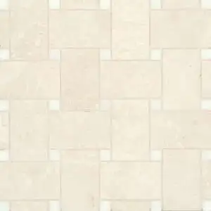 Jumbo Basketweave Honed Marble in Beige Marble with Thassos Dot