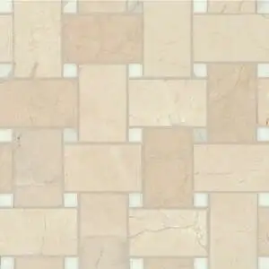 Jumbo Basketweave Honed Marble in Crema Marfil with Calacatta Do