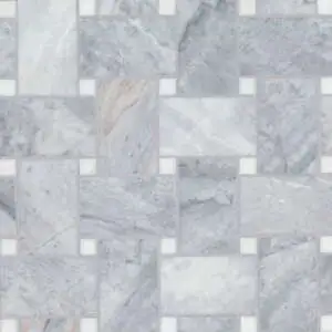 Jumbo Basketweave Honed Marble in Glorious Blue with Thassos Dot