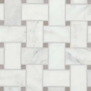 Jumbo Basketweave Honed Marble in Oriental White with Cinder Gre