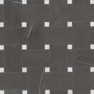 Jumbo Basketweave Honed Marble in Pietra Grey with Thassos Dot