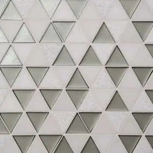 Triangle Glass and Stone Mosaic in Grey and Oriental White