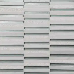 Stacked Glass and Stone Mosaic in Light Green and Oriental White