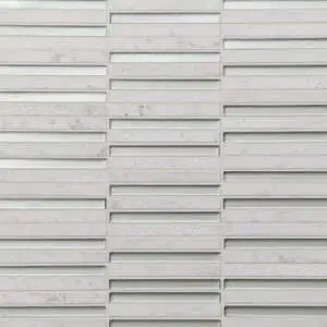 Stacked Glass and Stone Mosaic in Silver and White Carrara
